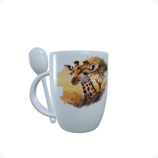 Giraffe Mug and Spoon Set, Giraffe Mug, Hot Chocolate Mug